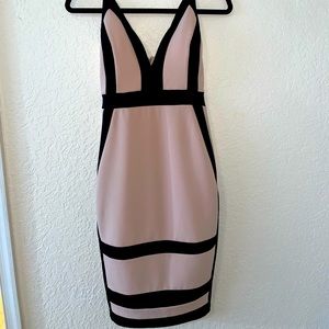 Pink and black bodycon dress
